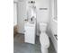 Newly renovated bathroom features modern fixtures, vanity, and tiled floors at 1479 S Bellaire St, Denver, CO 80222
