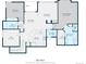 Here is a floorplan of this lovely home featuring a primary bedroom and bath, office, kitchen, and other rooms at 31101 Black Eagle Dr # 202, Evergreen, CO 80439