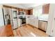 Updated kitchen with stainless steel appliances, granite countertops and bright lighting at 4172 Deer Watch Dr, Castle Rock, CO 80104