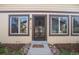 Close-up of the front door and entryway with security features at 3512 S Kittredge St # A, Aurora, CO 80013