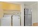 Functional laundry area with appliances and shelving for storage at 3512 S Kittredge St # A, Aurora, CO 80013
