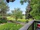 A beautiful view of a golf course from the backyard showcasing lush greenery and a clear blue sky at 280 E 11Th Ave, Broomfield, CO 80020