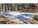 Fun outdoor play area with a basketball hoop, hockey net, and merry-go-round surrounded by towering trees at 12655 Greenland Acres Rd, Larkspur, CO 80118