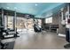 Home gym with exercise equipment, including free weights, and large windows offering natural light and outdoor views at 44 N Big Meadow Trl, Franktown, CO 80116