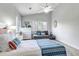 Bright bedroom with a vaulted ceiling, fan, large windows, white furnishings, and comfortable daybed at 1250 S Vine St, Denver, CO 80210