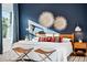 Main bedroom featuring modern decor, area rug, accent wall, and lots of natural light at 3334 Tejon St # 1, Denver, CO 80211