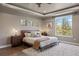 A serene main bedroom with a plush rug, tray ceiling, and large windows showcasing the natural light at 1803 Avenida Del Sol, Castle Rock, CO 80104