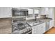 Kitchen featuring stainless steel appliances, granite countertops, and a large window at 6417 S Florence Way, Englewood, CO 80111