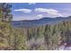 Stunning mountain view surrounded by lush forests and a clear blue sky with fluffy white clouds at 205 Yankee Creek Trl, Evergreen, CO 80439