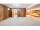 Finished basement featuring wood paneling and carpeted floors at 10262 W Ida Ave # 243, Littleton, CO 80127