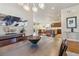 Modern dining room with a view into the kitchen and living room at 2800 S Dexter Way, Denver, CO 80222