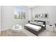 This bedroom features a window with leafy views and a comfortable lounging seat at 301 Inverness S Way # 202, Englewood, CO 80112