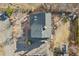 An aerial view of the home's roof, landscaping, and backyard features, showcasing the property's layout at 767 Ellis St, Golden, CO 80401