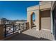 Private patio with a view of the Denver skyline at 180 N Cook St # 509, Denver, CO 80206