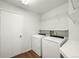 Laundry room with washer, dryer, storage shelves, and countertop space at 10349 W Fair Ave # A, Littleton, CO 80127