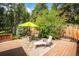Outdoor deck featuring a seating area with umbrella and plenty of space to relax and entertain in style at 7284 Willa Ln, Evergreen, CO 80439