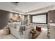 Finished basement includes a large screen, comfortable sofa, and decorative accents at 852 Pontiac St, Denver, CO 80220