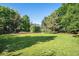 Expansive backyard with lush green grass and mature trees creating a private oasis at 1010 Home Farm Cir, Denver, CO 80234
