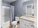 Clean bathroom with shower/tub and updated vanity at 4686 Longs Ct, Broomfield, CO 80023