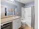 Clean bathroom with updated vanity and shower/tub combo at 4686 Longs Ct, Broomfield, CO 80023