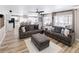 Spacious living room with gray sofas, a ceiling fan, and an open layout at 4686 Longs Ct, Broomfield, CO 80023