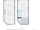 Detailed layout featuring the first and second floor at 3377 Blake St # 205, Denver, CO 80205