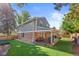 A spacious backyard featuring lush artificial turf and a charming covered deck perfect for entertaining at 5081 S Emporia St, Greenwood Village, CO 80111
