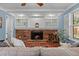 Comfortable living room with a cozy fireplace and built-in shelving for displaying decor and books at 5081 S Emporia St, Greenwood Village, CO 80111