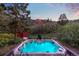 Relaxing backyard featuring a hot tub, lush greenery, and mature trees, creating a serene atmosphere at 6619 Apache Pl, Larkspur, CO 80118