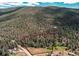 Aerial view of the property with red boundary lines showing the wooded acreage and home's location at 25257 Snyder Ave, Conifer, CO 80433