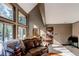 Comfortable living room featuring large windows and a view of the outdoor landscape at 25257 Snyder Ave, Conifer, CO 80433