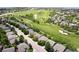 Scenic aerial view of homes bordering a lush golf course, showcasing a tranquil neighborhood setting at 1001 Deer Clover Way, Castle Pines, CO 80108