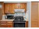 This kitchen features oak cabinets and modern appliances, and a functional cooktop at 4550 E 121St Pl, Thornton, CO 80241