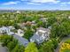 Expansive aerial view of a residential area with mature trees and cityscape beyond at 2485 S Fillmore St, Denver, CO 80210