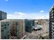 Stunning aerial view of the cityscape, showcasing the property's prime urban location and surrounding neighborhood at 1750 Wewatta St # 1501, Denver, CO 80202