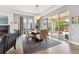 Dining area with hardwood flooring, slider door and chandelier at 8565 E 50Th Dr, Denver, CO 80238