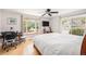 Bright bedroom with mountain views, features a ceiling fan and a dedicated workspace at 401 N Columbine St, Golden, CO 80403