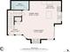 Detailed floor plan showcasing the layout of the second floor with kitchen, living room, and bathroom at 12860 Jasmine St # C, Thornton, CO 80602