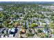 Aerial view of a quiet neighborhood showcasing lush green trees and charming single-Gathering homes at 4110 Yates St, Denver, CO 80212
