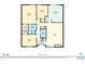 Detailed floor plan of a home showcasing the layout of the bedrooms, kitchen, living room, and bathrooms at 6495 E Happy Canyon Rd # 22, Denver, CO 80237