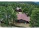 An aerial view of two houses nestled in a lush forest, showcasing the homes' privacy at 207 County Road 65, Evergreen, CO 80439