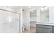 Bathroom featuring a shower, toilet and linen closet at 693 N Tempe St, Aurora, CO 80018