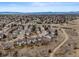 A neighborhood aerial view with single-Gathering homes and landscaped yards against a mountain backdrop at 7359 S Monaco St, Centennial, CO 80112