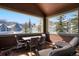 Covered outdoor patio area with a table and chairs, perfect for enjoying mountain views at 680 S Main St # 18, Breckenridge, CO 80424
