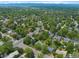 Expansive aerial view of a neighborhood with tree-lined streets and mountain views, near parks and community amenities at 6283 S Prescott St, Littleton, CO 80120