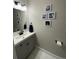 Clean and modern bathroom with grey vanity and white sink at 229 High Meadows Loop, Elizabeth, CO 80107