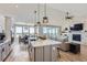 Modern kitchen with island, stainless steel appliances, and views at 229 High Meadows Loop, Elizabeth, CO 80107