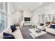 Bright living room featuring modern furnishings, open staircase, and hardwood floors at 5668 Galena St, Denver, CO 80238