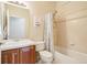 Cozy bathroom with vanity sink, toilet and shower tub combination at 12638 James Pt, Broomfield, CO 80020