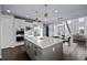 Bright, open kitchen with an oversized island, stainless appliances, and access to dining and living area at 10795 Sundial Rim Rd, Highlands Ranch, CO 80126